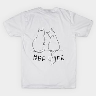 Line art of two cats in black. BF 4 life T-Shirt